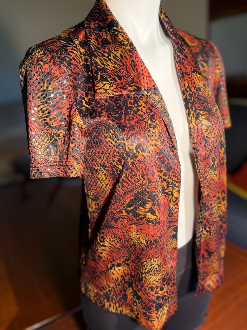 Vintage Y2K Indie Sleaze Sequin Open Front Blazer Top S/M - Picture 5 of 12